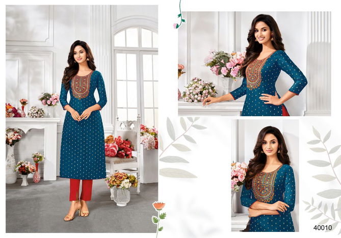 Kapil Trendz Amory 6 New Exclusive Wear Silk Designer Fancy Kurtis Collection